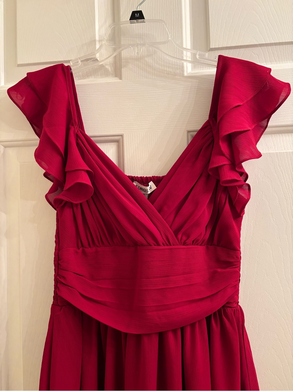 V-Neck Mini Dress With Ruffle Sleeves - Picture 2 of 4
